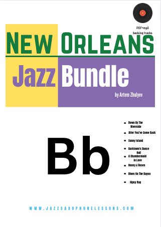 New Orleans jazz sheet music download partitura dixieland down by the riverside struttin trumpet saxophone banjo tuba clarinete